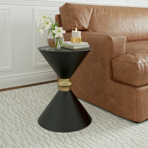 LR Home Hermes 99795 Black Gold Side Table