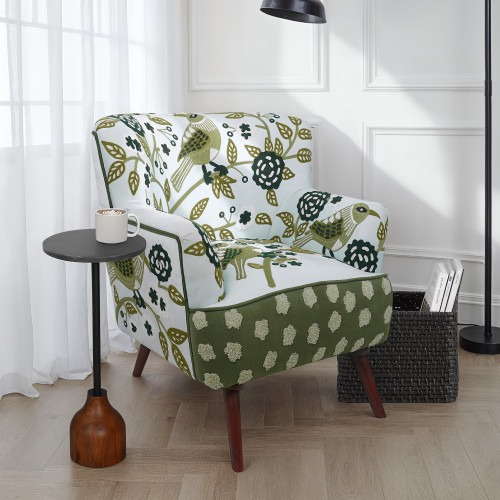 LR Home Matilda 46223 Green Ivory Accent Chair