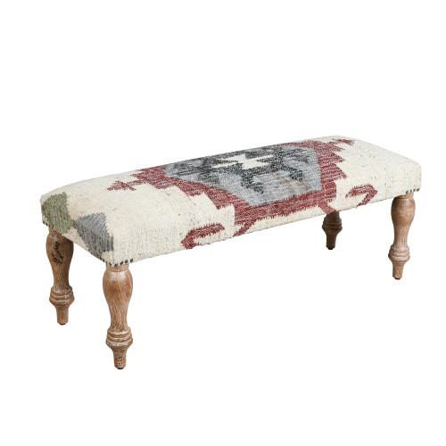 LR Home Haven 03256 Beige Red Accent Bench