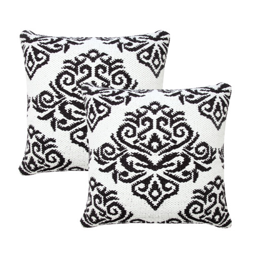 LR Home Lenore 07756 White Black Pillow