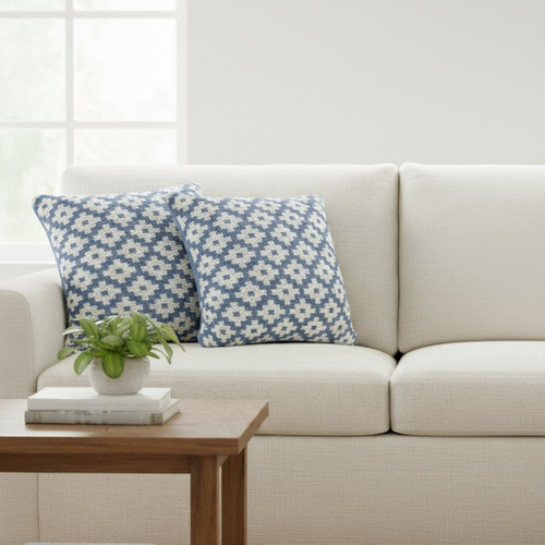 LR Home Leonard 07759 Blue White Pillow