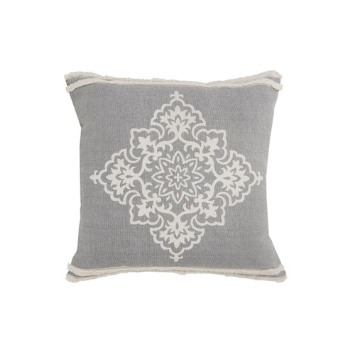 LR Home Mandala 07658 Light Gray White Pillow