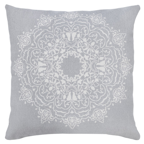 LR Home Mandala 07842 Pale Gray White Pillow