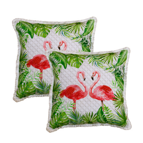 LR Home Nicholas 08048 Coral Pink Green Pillow