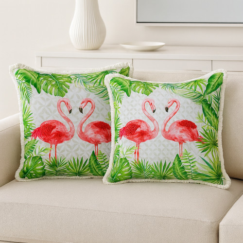 LR Home Nicholas 08048 Coral Pink Green Pillow
