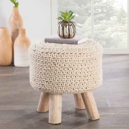 Jaipur Westport WES01 Ivory White Pouf