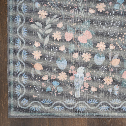 Nourison Botanical Washables BOT04 Charcoal Multicolor Rug