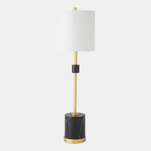 GV Design Maximus Faux Marble Table Lamp - Black Gold Accent Table Lamp