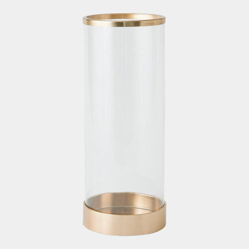 GV Design Banded Hurricane Antique Brass Candleholder