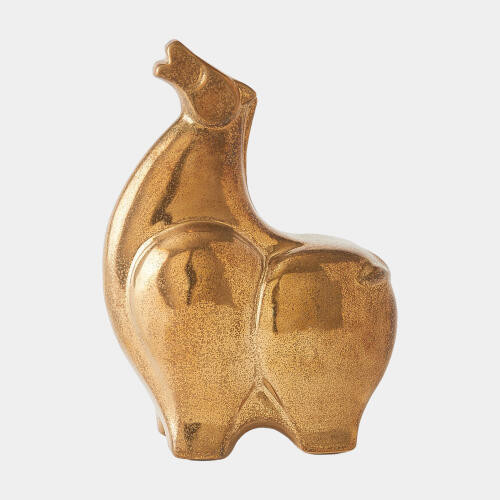 GV Design Greek Fat Horse Head Up Reactive Gold Decorative Sculpture