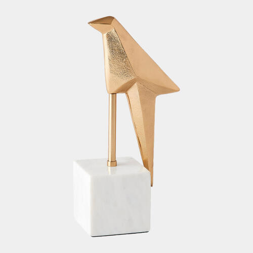 GV Design Perched Origami Bird Gold Decorative Sculpture