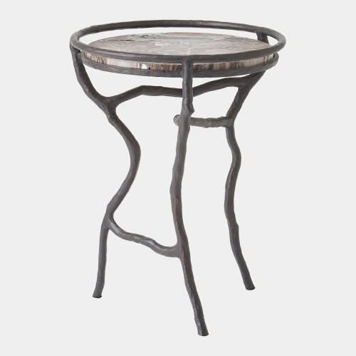 GV Design Callan Bronze Silver Travertine Freeform Table