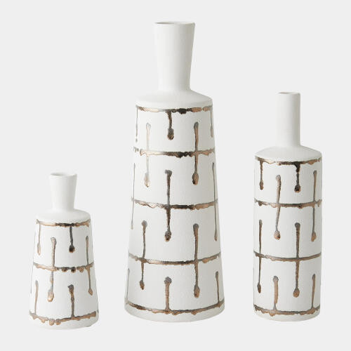 Global Views Labirinto Golden Stripe White Vase