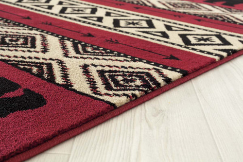 United Weavers Woodside 712-30830 Bear Imprint Red Rug