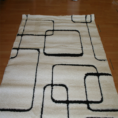 White Shag Modern Rug - Machine Made Polypropylene - 5 x 8