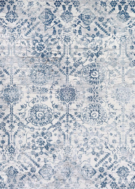 Couristan Calinda Marlowe 5178 0758 Steel Blue Ivory Rug