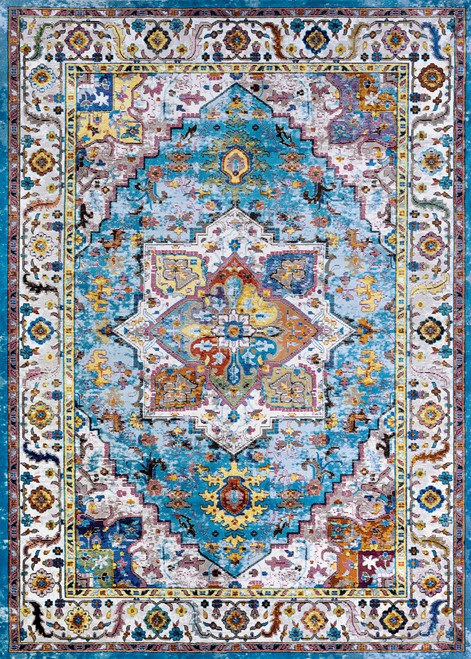 Couristan Gypsy Ely A168 0273 Aqua Multi Ivory Rug