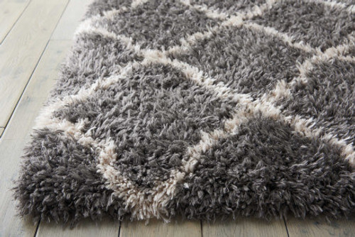 Nourison Luxe Shag LXS02 Charcoal Beige Rug