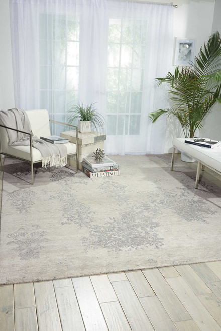 Nourison Silk Shadows SHA14 Ivory Silver Rug