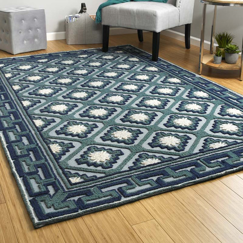 Kaleen Ayrlies Garden AGC02-91 Teal Rug