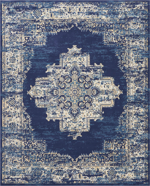 Nourison Grafix GRF14 Navy Blue Rug