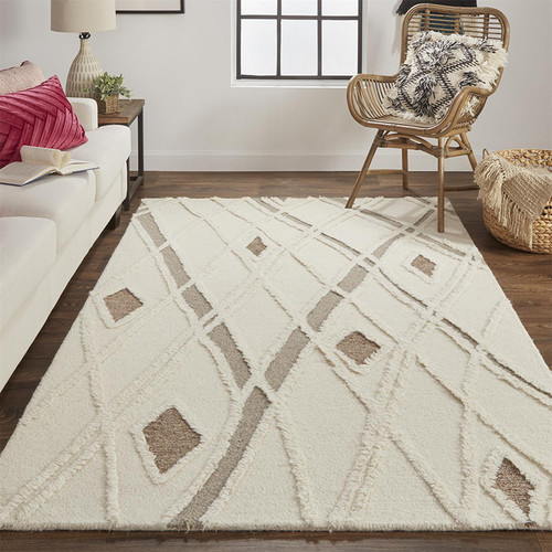 Feizy Anica 8008F Ivory Brown Rug