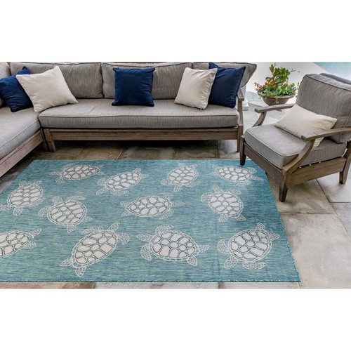 TransOcean Carmel 8413 04 Seaturtles Aqua Rug