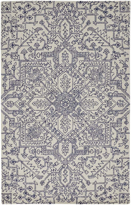 Feizy Belfort 8778F Ivory Navy Rug