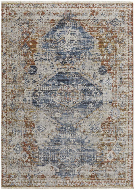 Feizy Kaia 39HWF Blue Red Rug