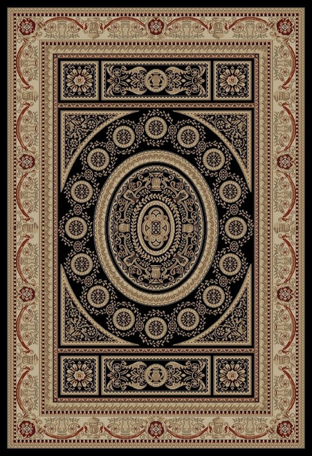 Concord Jewel 4413 Aubusson Black Area Rug