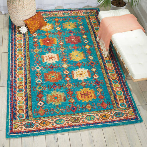 Nourison Vibrant VIB09 Teal Rug