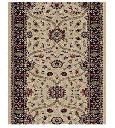 BRI05 Beige Black Carpet Hallway and Stair Runner - 26" x 11 ft