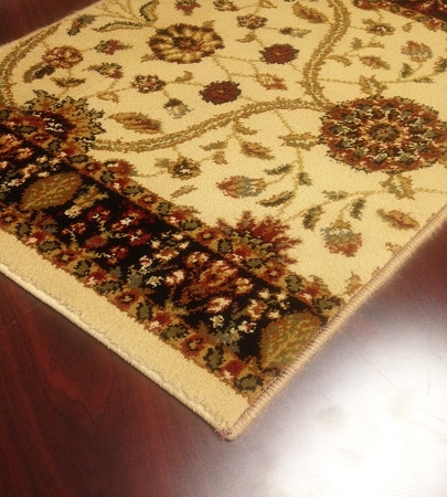 BRI05 Beige Black Carpet Hallway and Stair Runner - 26" x 17 ft