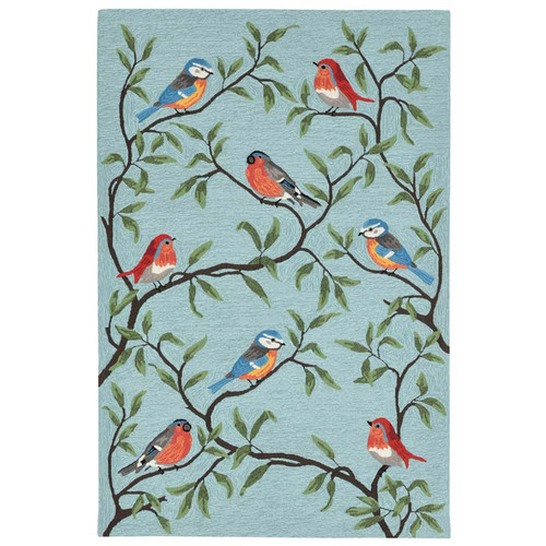 TransOcean Ravella 2270 04 Birds on Branches Aqua Rug