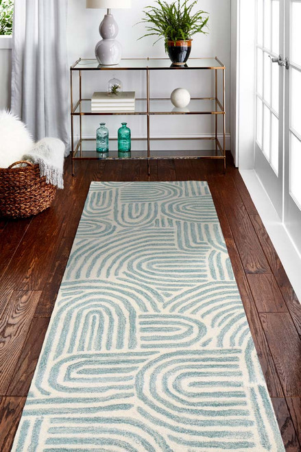 Bashian Chelsea S185-ST283 Ivory Teal Rug