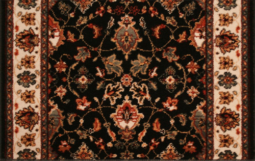 Kashimar Floral Herati 0600/3220a Black Teal Carpet Hallway and Stair Runner - 26" x 33 ft