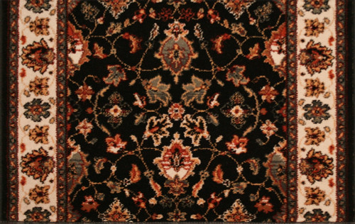 Kashimar Floral Herati 0600/3220a Black Teal Carpet Hallway and Stair Runner - 26" x 37 ft