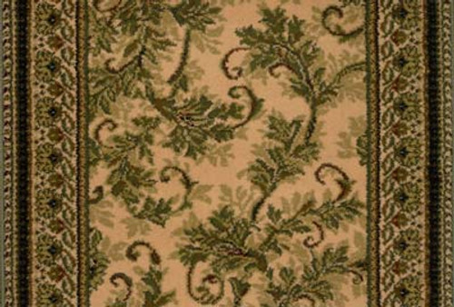 Earnest Scroll 203 Latte Carpet Hallway and Stair Runner - 26" x 9 ft