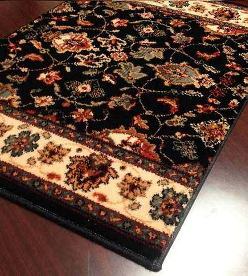 Kashimar Floral Herati 0600/3220a Black Teal Carpet Hallway and Stair Runner - 26" x 9 ft