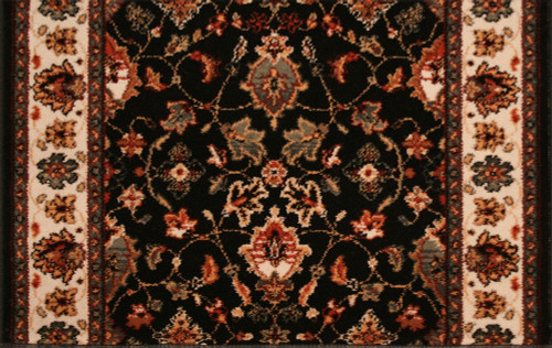 Kashimar Floral Herati 0600/B220a Black Teal Carpet Hallway and Stair Runner - 31" x 21 ft