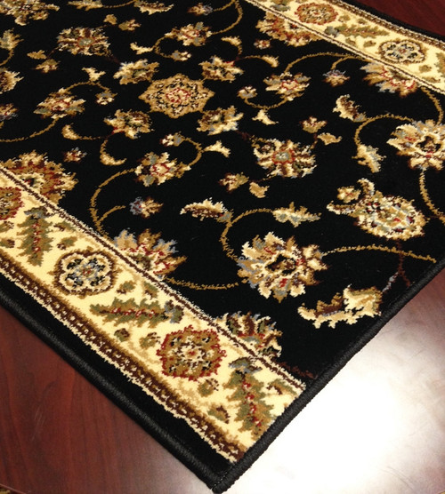 Caspian 8265BK Kazmir Black Carpet Hallway and Stair Runner - 26" x 12 ft