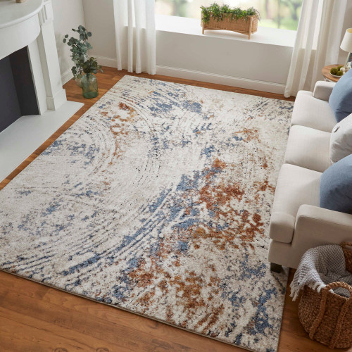 Feizy Gilmore 39MMF Ivory Blue Orange Area Rug