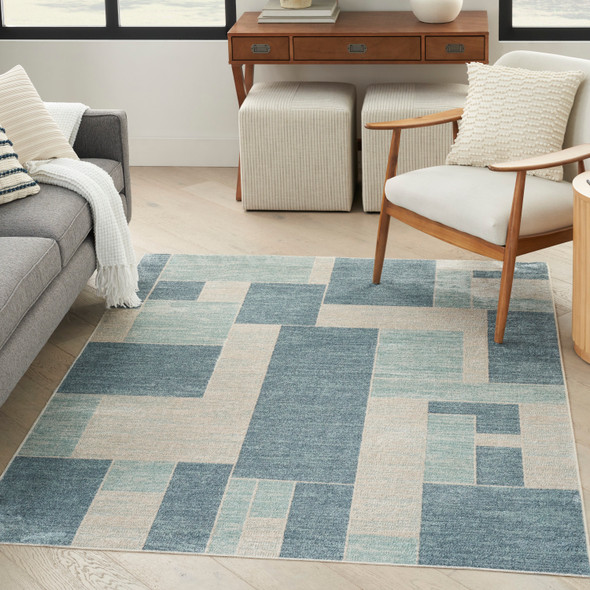 Nourison Home Astra Machine Washable ASW09 Blue Ivory Rug