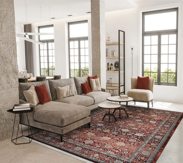 Couristan Kashimar 0614 4165 Floral Vase Rust Rug