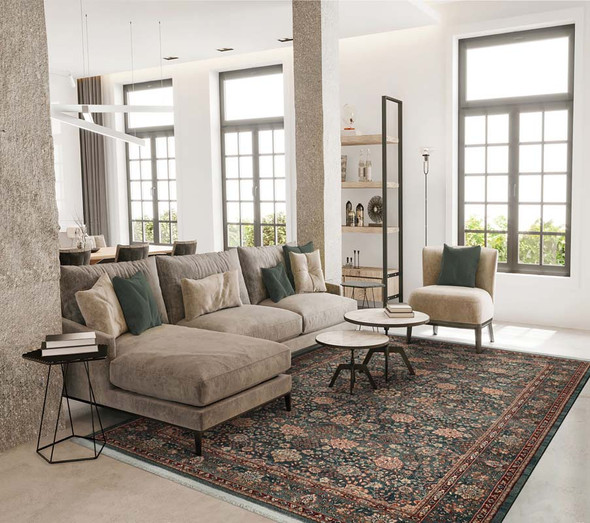 Couristan Kashimar 0614 4365 Floral Vase Sage Rug