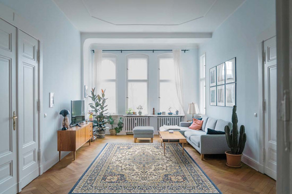 Couristan Old World Classic 4538 1011 Floral Tabriz Alabaster Powder Blue Rug