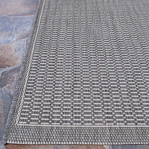 Couristan Recife 1001 3012 Saddlestitch Grey White Rug