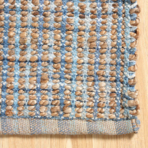 LR Home Natural Fiber 03305 Tan Light Blue Medium Blue Rug