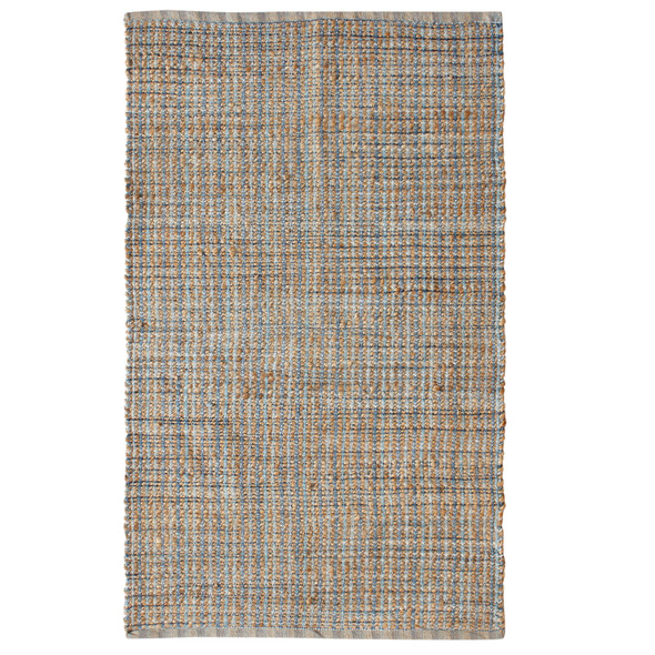 LR Home Natural Fiber 03305 Tan Light Blue Medium Blue Rug