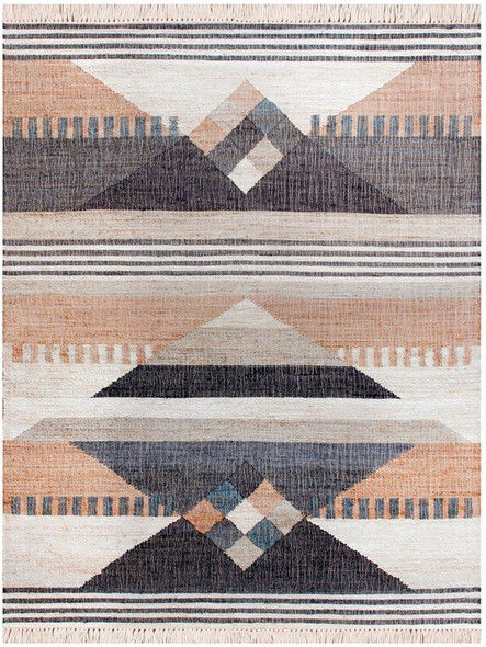 LR Home Nimroz 81984 Tan Black Blue Gray White Rug